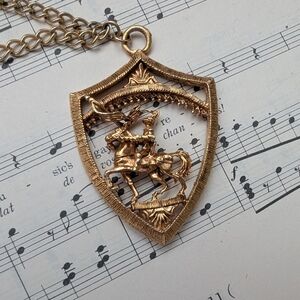 Goldtone Knight Pendant Necklace